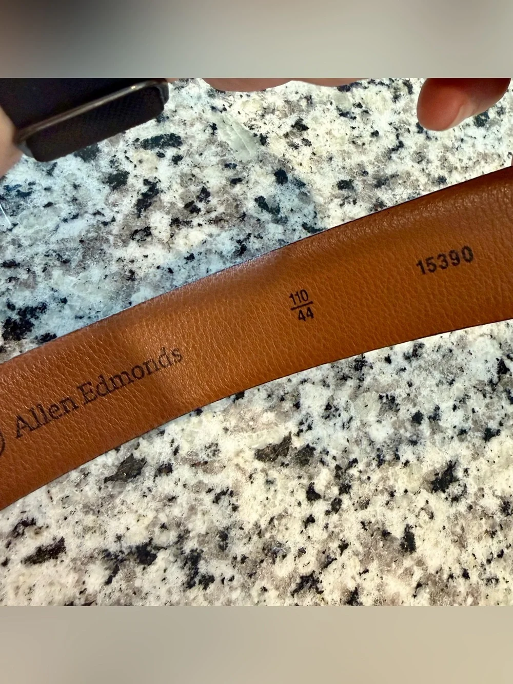 Allen Edmonds Brown Italian Leather Houndstooth Belt 44 Made In Italy Mens NWOT